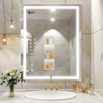 China 36 x 28 Inch LED Lighted Bathroom Wall Mounted Mirror with Memory Function Fog Light CRI 90+ 3 Colors Adjustable (Horizontal/Vertical) for sale