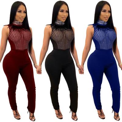 China Women's QUICK DRY QUICK DRY halter jumpsuit bod ycon crystal club wear 2020 new style arrive one piece jumpsuit for sale