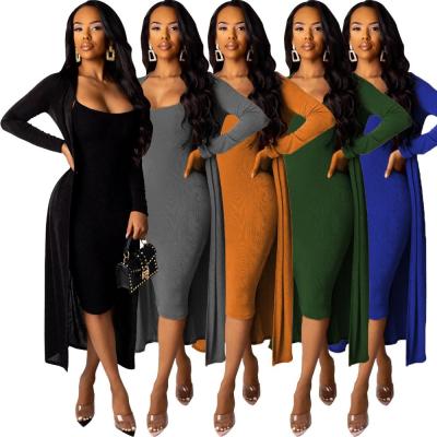 China Dry cleaning dry cleaning winter outfits Midi dress sets women long sleeve two piece clothes fall fashion style Autumn Outfits 2021 for sale