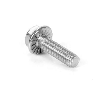 China SS304 Stainless Steel M12 Flange Serrated Hex Head Bolts With Serration Fastener for sale