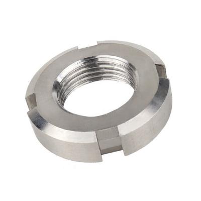 China Heavy Industry 18-8 Stainless Steel M8 M10 Axle Lock Nut Round Type Slotted Nuts for sale