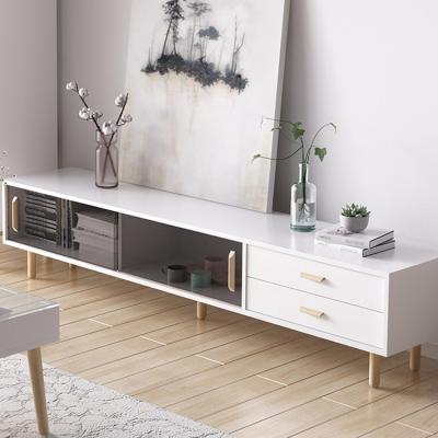 China (Size) Adjustable High Quality High Gloss Modern Freestanding Particleboard Cabinet TV Stand for sale