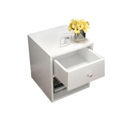 China Bedroom Furniture Environmental Friendly Melamine Finishing MFC White Bedside Table for sale