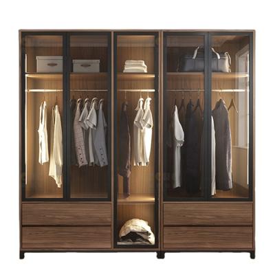 China Factory Outlet Bedroom Furniture Melamine Adjustable Closet Inner (Height) Glass Wooden Wardrobe for sale