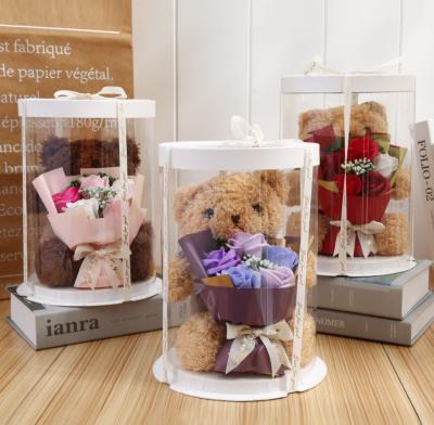 China Soap Flowers Richicgarden Valentines Day Gift Valentines Teddy Bears With Soap Roses Soap Flower Bouquet for sale