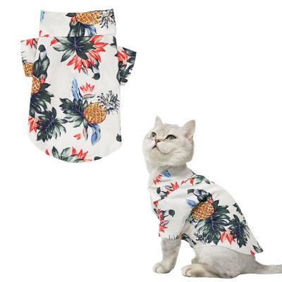 China British short wind blue cat clothes pet cat shirt cat clothes summer anti-fall Hawaiian thin dog viable small dog clothes for sale