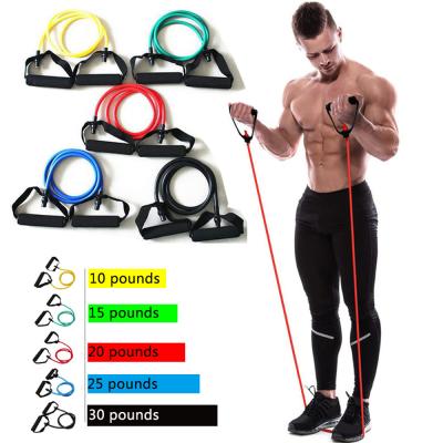 China Easy Fitness Home Workout Equipment Pull Rope Latex Resistance Bands Exercise Bands With Handles for sale