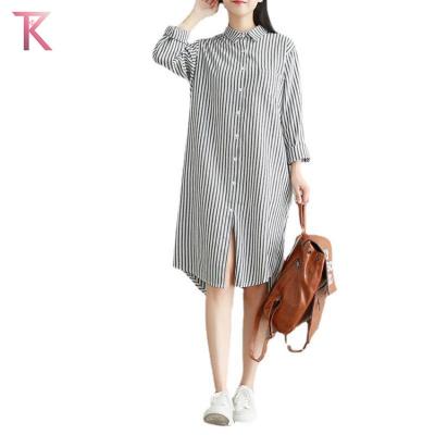 China Viable Long Dress With Striped Shirt And Fashionable Women's Casual Long Sleeves Women's Short Dresses Custom for sale