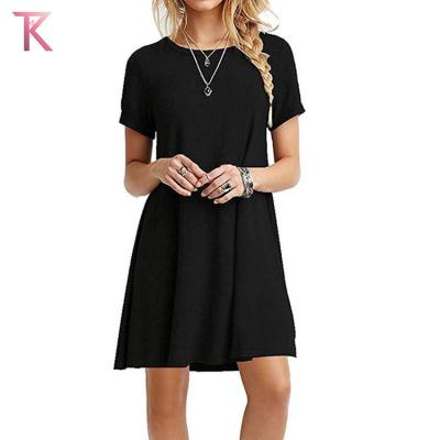 China Anti-static Women's Summer Casual T-shirt Dresses Short Sleeve Boho Beach Dress for sale