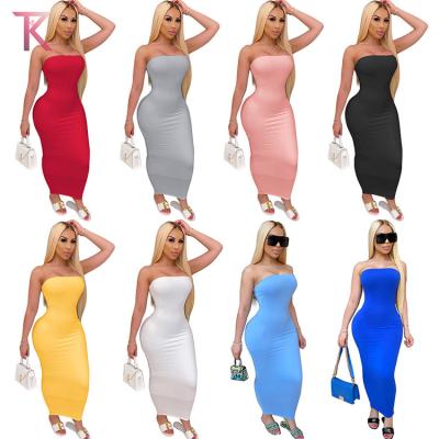 China Newest Woman Fashion Dress Wholesale Anti-static Ladies Tube Top Dress Casual Wear for sale