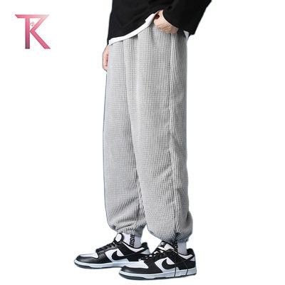 China Viable Sweat Cargo Pants OEM Men's Loose Sport Cotton Custom Casual Pants Velvet Joggers Printed Logo Stacked Sweatpants for sale