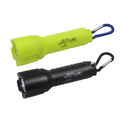 China 200 Lumen Camping Portable Underwater Torch Professional Battery Powered Waterproof Plastic Diving Flashlights for sale