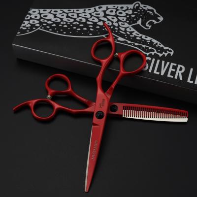 China Cutting Scissors 6.0 Professional Quality Red 6.0 Inch Barber Hair Cutting Shears Hairdresse rBarber Hair Scissors for sale