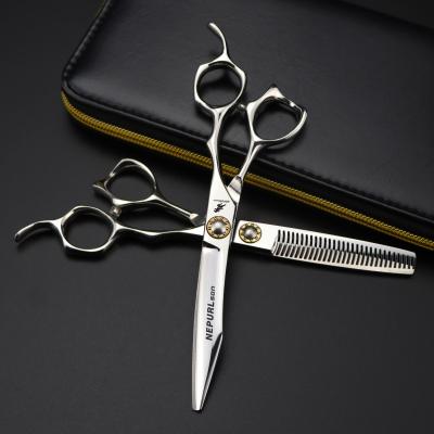 China NEPURLson 6.0 Inch Ribbon Fashion Design Beauty Barber Scissors Flat Tooth Hair Thinning Scissors for sale