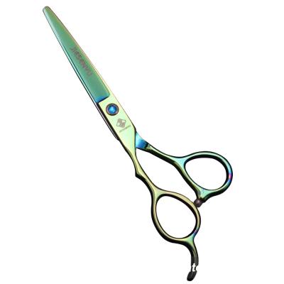 China 6.0 Inch Green Fashion Design Beauty Barber Scissors Flat Tooth Hair Scissors Left Hand Thinning Scissors FL-04 for sale