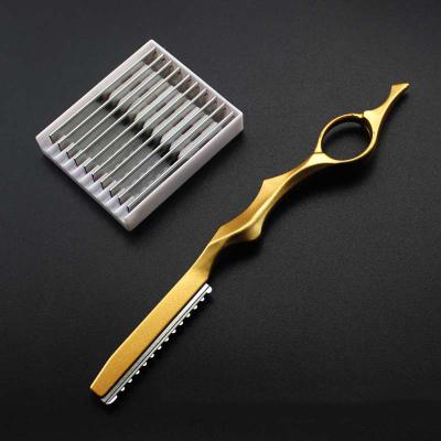 China Household 17.5CM Hair Cutter Metal Edge Thinning Razor Safety Stainless Steel Blade Single Color Straight Hair Razors for sale