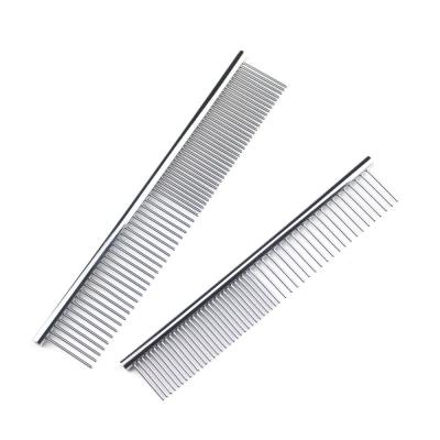 China Durable Stainless Steel Silver Pet Comb Lightweight Pet Comb For Dog And Cat for sale