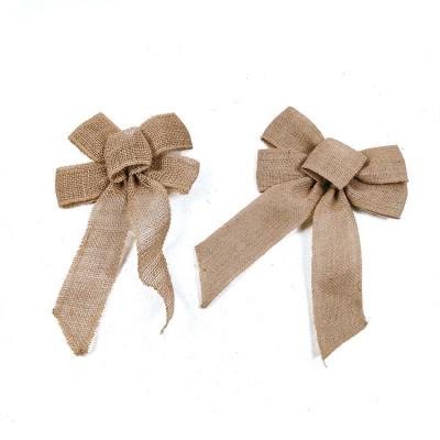 China Wholesale Environmental Protection Custom Pre-made Natural Jute Handmade Bows For DIY Craft And Christmas Tree Decoration Burlap Ribbon Bow for sale