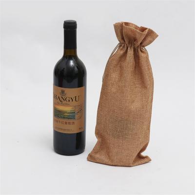 China Cheap Eco-Friendly Custom Jute Environmental Protection Single Bottle Wine Packaging Logo Wine Canvas Bag for sale