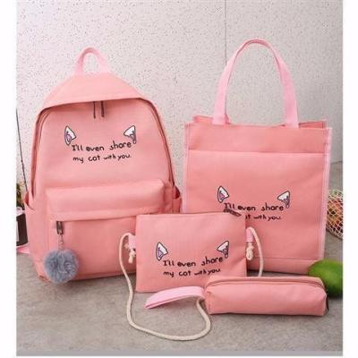 China Waterproof 2021 Elegant and Graceful Student Fashion Printing Travel Backpack Ladies 4 in 1 Set of Bags Handbag for sale