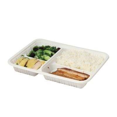 China Custom Microwaveable Cornstarch Food Packaging Food Bowl Containers Biodegradable Disposable Meal Tray Quickly for sale