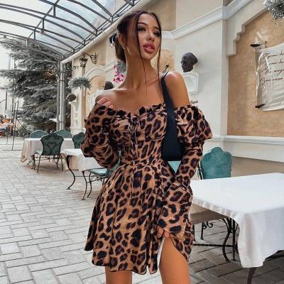 China B&M Fall African Girls Breathable Dress Corset Nightclub Wear Sexy Women Casual Elegant Tight Flare Sheath Long Leopard Print Dress for sale