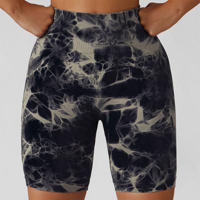 China B&M Breathable Gym Leggings Slim Fitted High Waist Sports Hip Lift Up Pants Tie Dye Workout Fitness Biker Girl Woman Yoga Seamless Shorts for sale