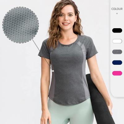 China Custom Breathable Sports T-shirts Women Fitness Yoga Tops Short Sleeve Gym Sportwear Workout Sport Breathable Quick Dry T-shirt For Women for sale