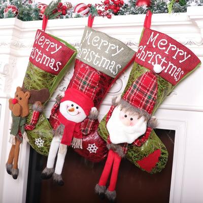 China Pet and Baby Christmas Hanging Stocking Ornaments Christmas Stockings Candy Gift Bag Decorations Sock Bags Large for Kids for sale