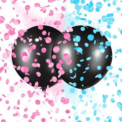 China Hot sale environmental friendly factory direct black latex confetti balloons baby gender reveal decoration balloon for sale