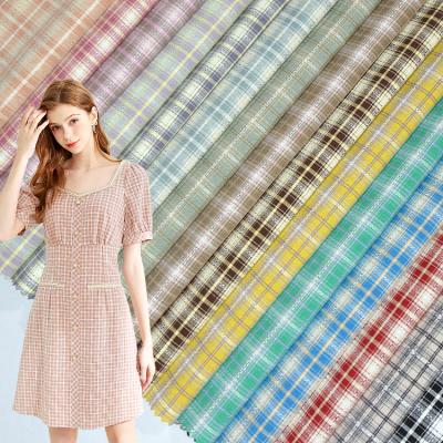 China Factory Wholesale Price Tear-Resistant Rayon / Polyester Plaid Stretch Fabric For Dress for sale