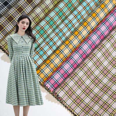 China Best Selling Breathable Check Fabric TR Yarn Dyed Stretch Suiting Checks Fabric For Women Dresses for sale