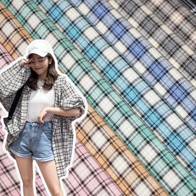 China Breathable in polyester rayon viscsoe spandex stock yarn dyed check woven fabric for shirt for sale