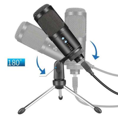 China USB Microphone USB Studio Condenser Microphone with Large Diaphragm Condenser Microphone for Advertising with Tripods for sale