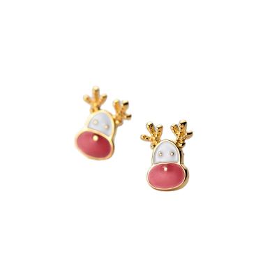 China Christmas gift elk animal stud earrings s925 lead free nickel free sterling silver cute stud earrings for sale