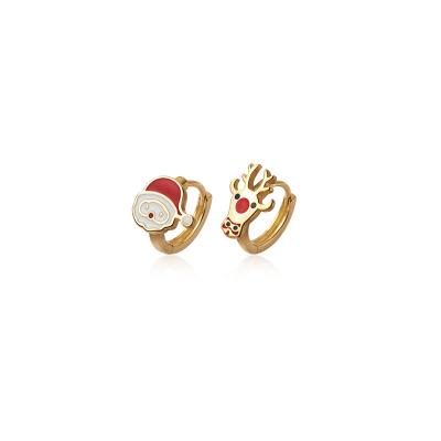 China Hot Selling Lead Free Nickel Free Santa Deer Small Fresh Christmas Series S925 Sterling Silver Asymmetrical Earrings for sale