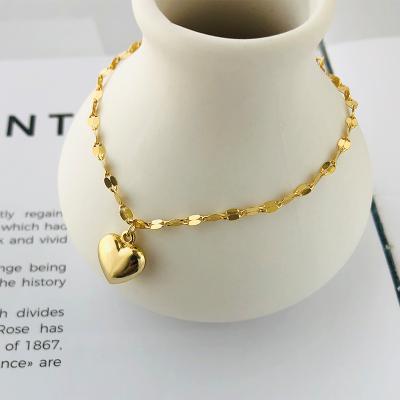 China 2021 Fashion Bracelet Heart Charm Pendant 925 Lead Free Nickel Free Sterling Silver Gold Plated Heart Bracelet for sale