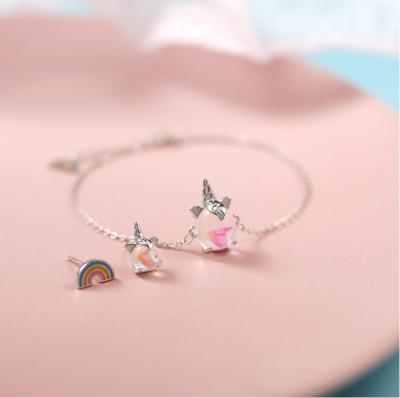 China Colorful S925 Unicorn Soft Cute Bracelet Lead Free Nickel Free for sale