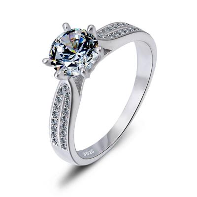 China 925 Sterling Silver Diamond Wedding Jewelry Rings Plating Zircon Engagement Jewelry Wholesale High Quality Silver Ring Women for sale