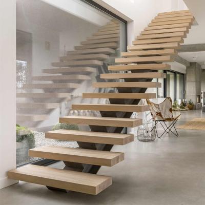 China Simple Design Traditional Interior Beech Hardwood Stair Tread With Micro Beveled Edge for sale