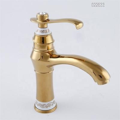 China Blue and White Retro Faucets Porcelain Bathroom Basin Faucet Metered Cold and Hot Water Faucet for sale