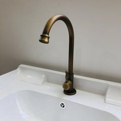 China New Hot Sale Brass Taps Designer Single Cold Hole Kitchen Metered Brushed Basin Faucet Antique Style for sale