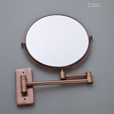 China Double Side Magnifying Magnifying Mirror Retro Bathroom Mirror Folding Red Bronze Retractable Mirror for sale