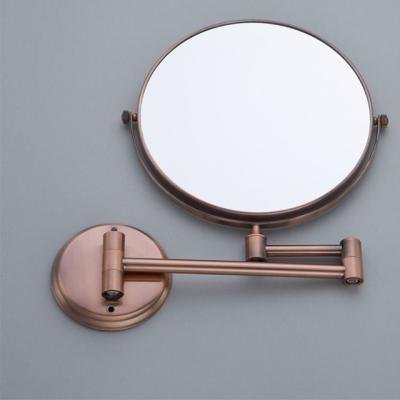 China Retro Bathroom Mirror Magnifying Double Side Folding Copper Mirror Magnifying Cosmetic Mirror for sale