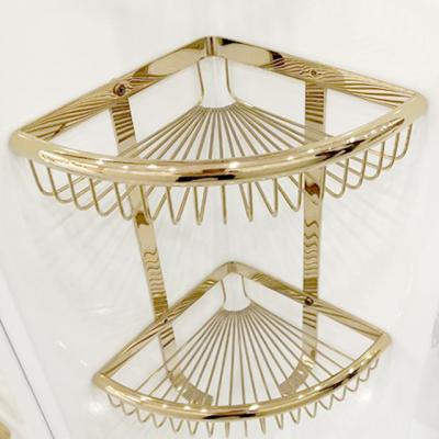 China Retro Bathroom Shampoo Basket Freeze Basket 304 Stainless Steel Double Deck Basket for sale