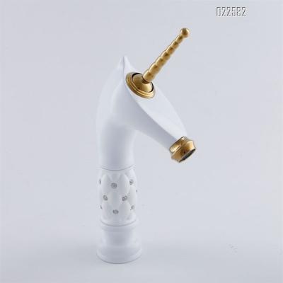 China White Bathroom Metered Faucets Unicorn Ceramic Basin Faucet For for sale