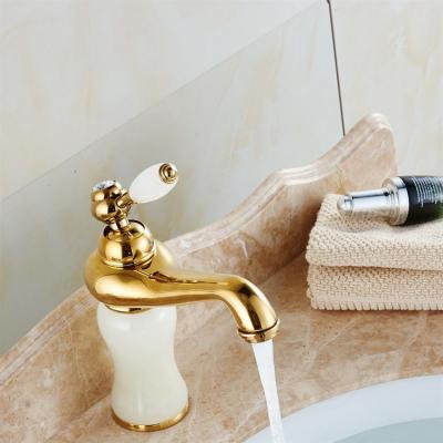 China Single Handle Jade Gold Bathroom Basin Faucet Luxury Marble Design Faucets for sale