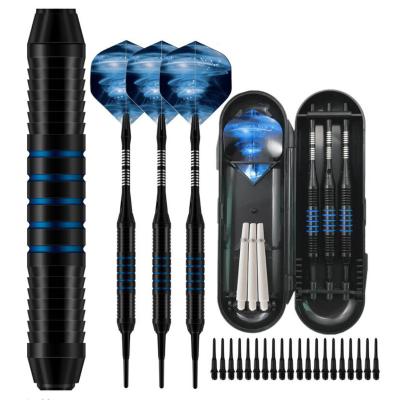 China Iron 3 Pieces Black Iron Packed Soft Tip Dart Game With Sharper Dart Flight Shafts for sale