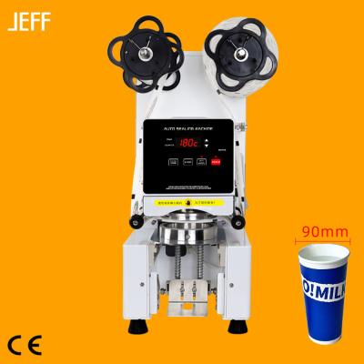 China High Quality JEFF FB90W Food Tea Equipment Plastic Cup Sealing Machine Automatic Bubble Cup Sealer Machine With Counter 110V/220V for sale