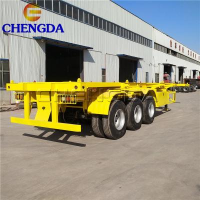 China Hot Sale 40ft Truck Trailer 3 Axles Self Loading Heavy Duty Container Semi Trailers Skeleton Trailer for sale